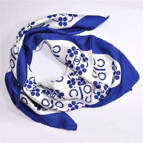 chanel scarf blue and white|authentic Chanel scarf.